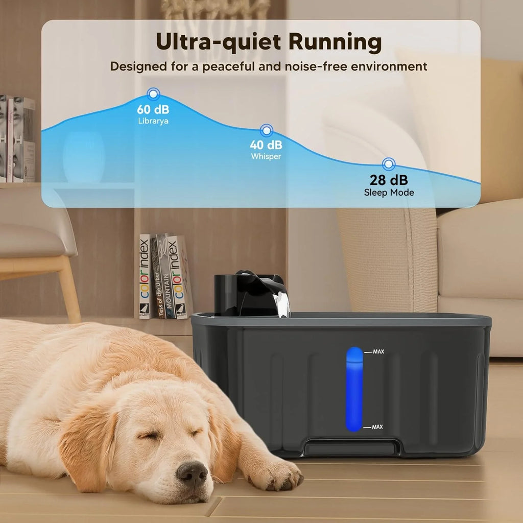 FURCLAN 8L/2.1Gal Dog Water Fountain for Large Dogs, Bpa-Free Pet Water Dispenser with Visible Level, Quiet Pet Water Fountain, Indoor Cat Water Fountains, Black