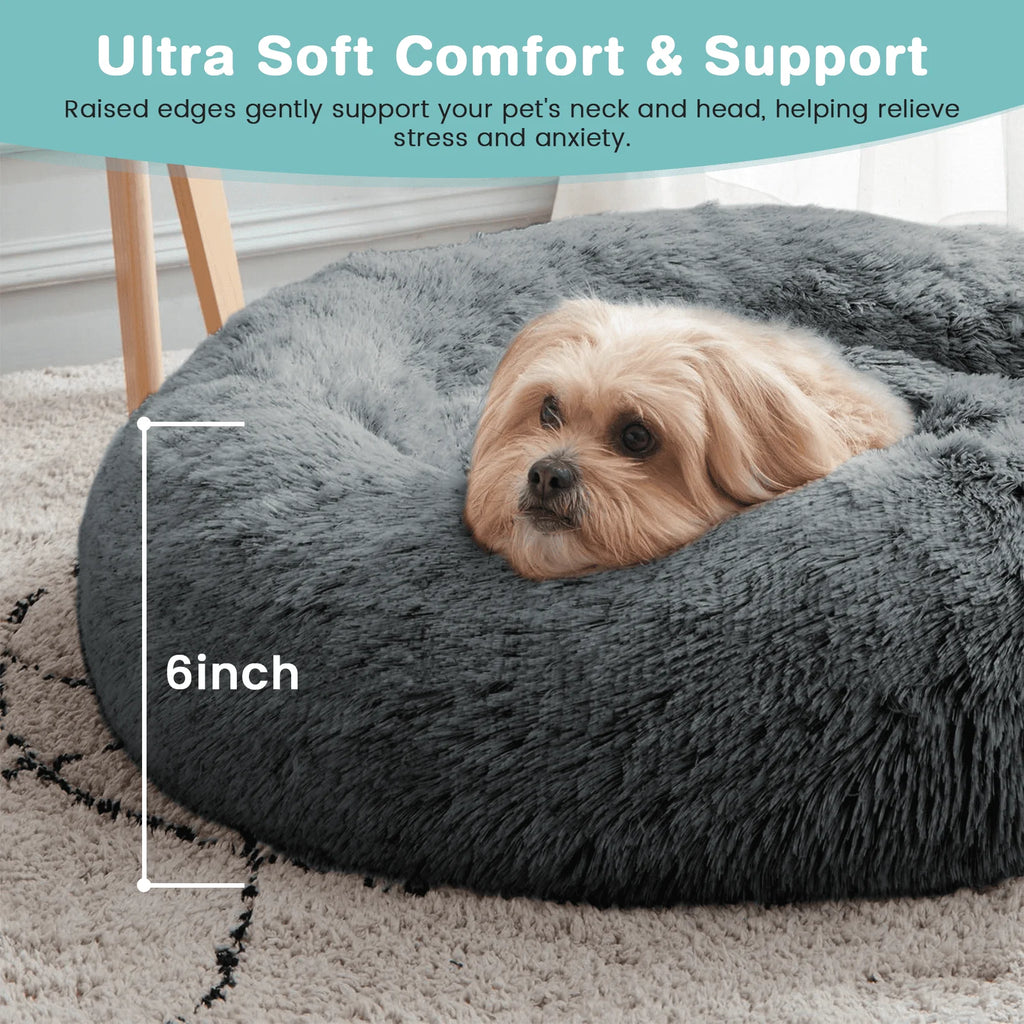20 Inch Calming Donut Dog Bed for Small Dogs, Anti-Anxiety Cozy Soft round Pet Bed, Fluffy Washable Dog Bed for Small Medium Dogs and Cats
