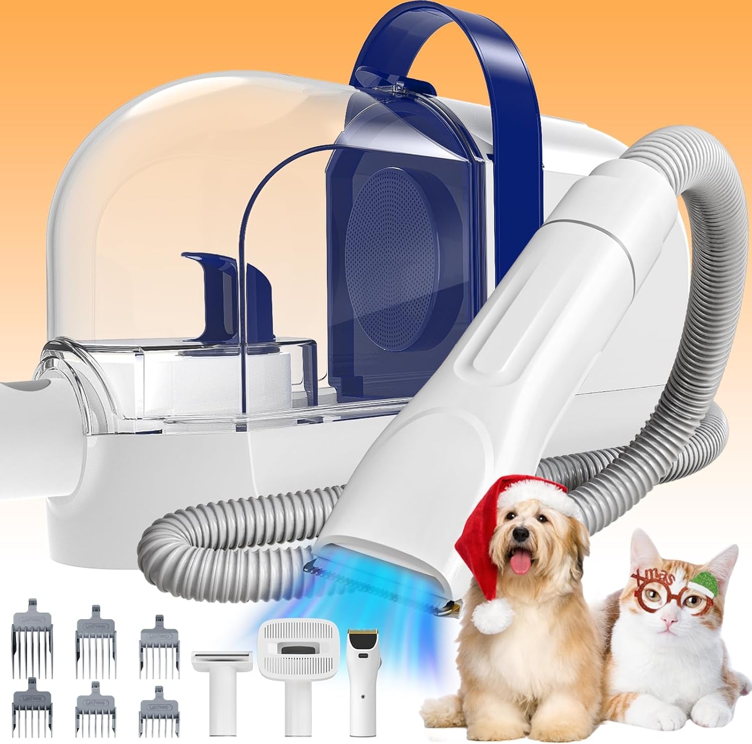 Dog Grooming Vacuum Kit with Clippers and Brushes, 12000Pa Low Noise Pet Hair Trimmer for Shedding, 1.5L Large Capacity Grooming Tool for Home Use | Includes Clippers and Brushes, Shedding Tool, Large Capacity, Home Use