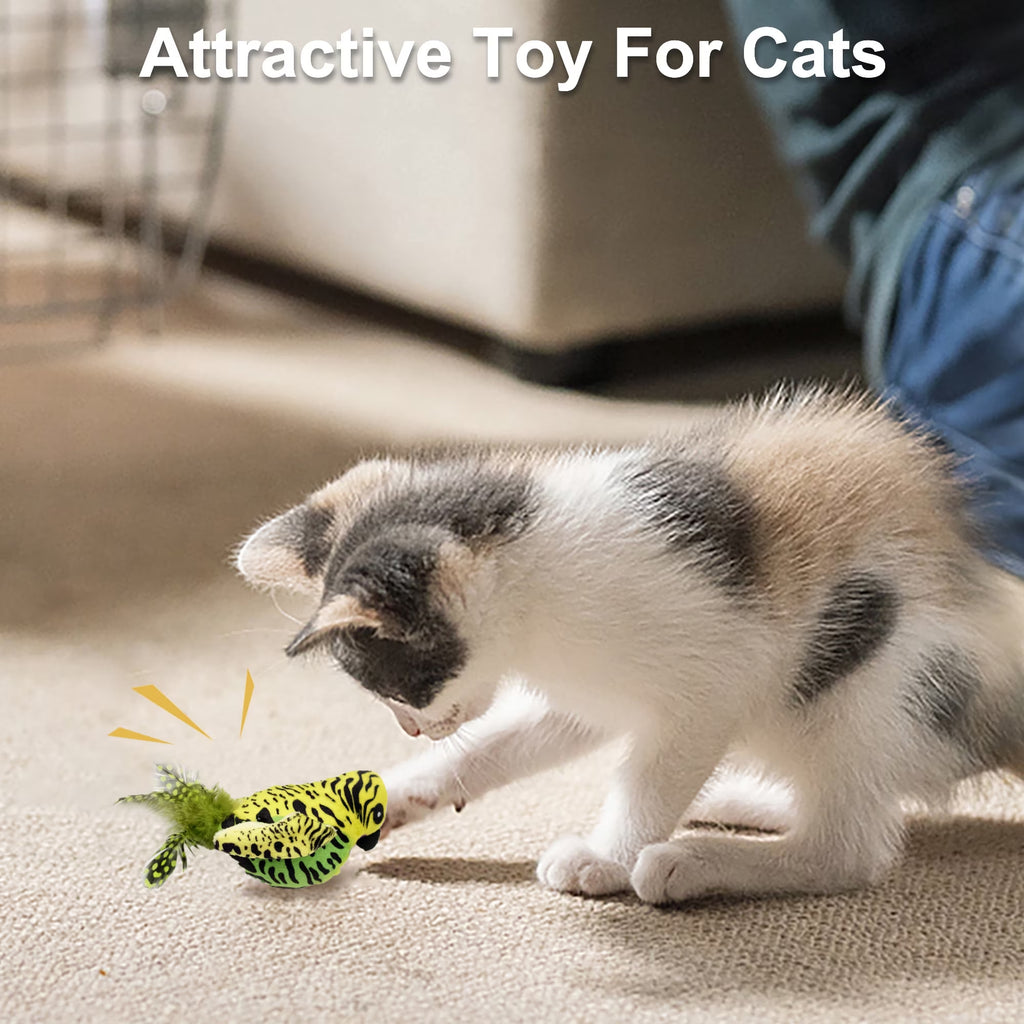 Interactive Electronic Cat Toy, Automatic Chirping Bird Toy Squeaky with Feather Tail, Melody Chaser Toy for Cats to Play Alone, Play and Squeak Kitten Toy for Boredom