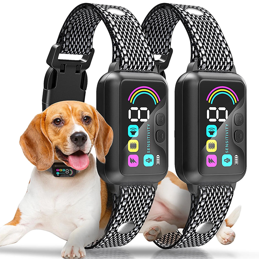 Bark Collar, 2 Pack Dog Bark Collar for Large Medium Small Dogs,Smart Bark Collar,Rechargeable anti Barking Training Collar with 8 Adjustable Sensitivity,Bark Collar with Beep