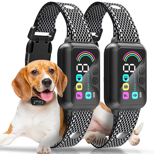Bark Collar, 2 Pack Dog Bark Collar for Large Medium Small Dogs,Smart Bark Collar,Rechargeable anti Barking Training Collar with 8 Adjustable Sensitivity,Bark Collar with Beep
