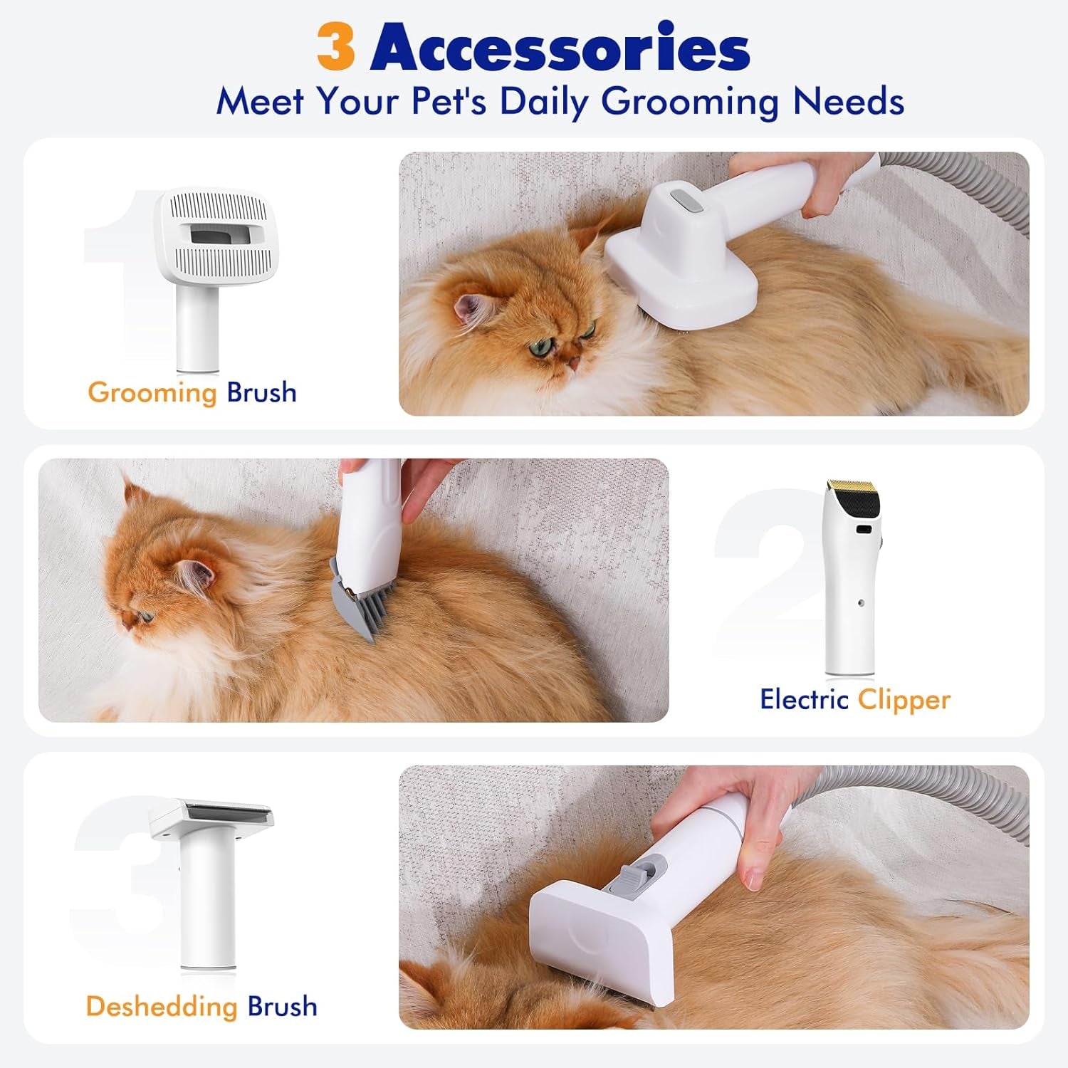 Dog Grooming Vacuum Kit with Clippers and Brushes, 12000Pa Low Noise Pet Hair Trimmer for Shedding, 1.5L Large Capacity Grooming Tool for Home Use | Includes Clippers and Brushes, Shedding Tool, Large Capacity, Home Use