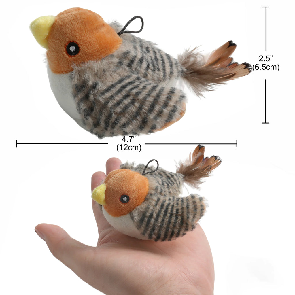 Interactive Electronic Cat Toy, Automatic Chirping Bird Toy Squeaky with Feather Tail, Melody Chaser Toy for Cats to Play Alone, Play and Squeak Kitten Toy for Boredom