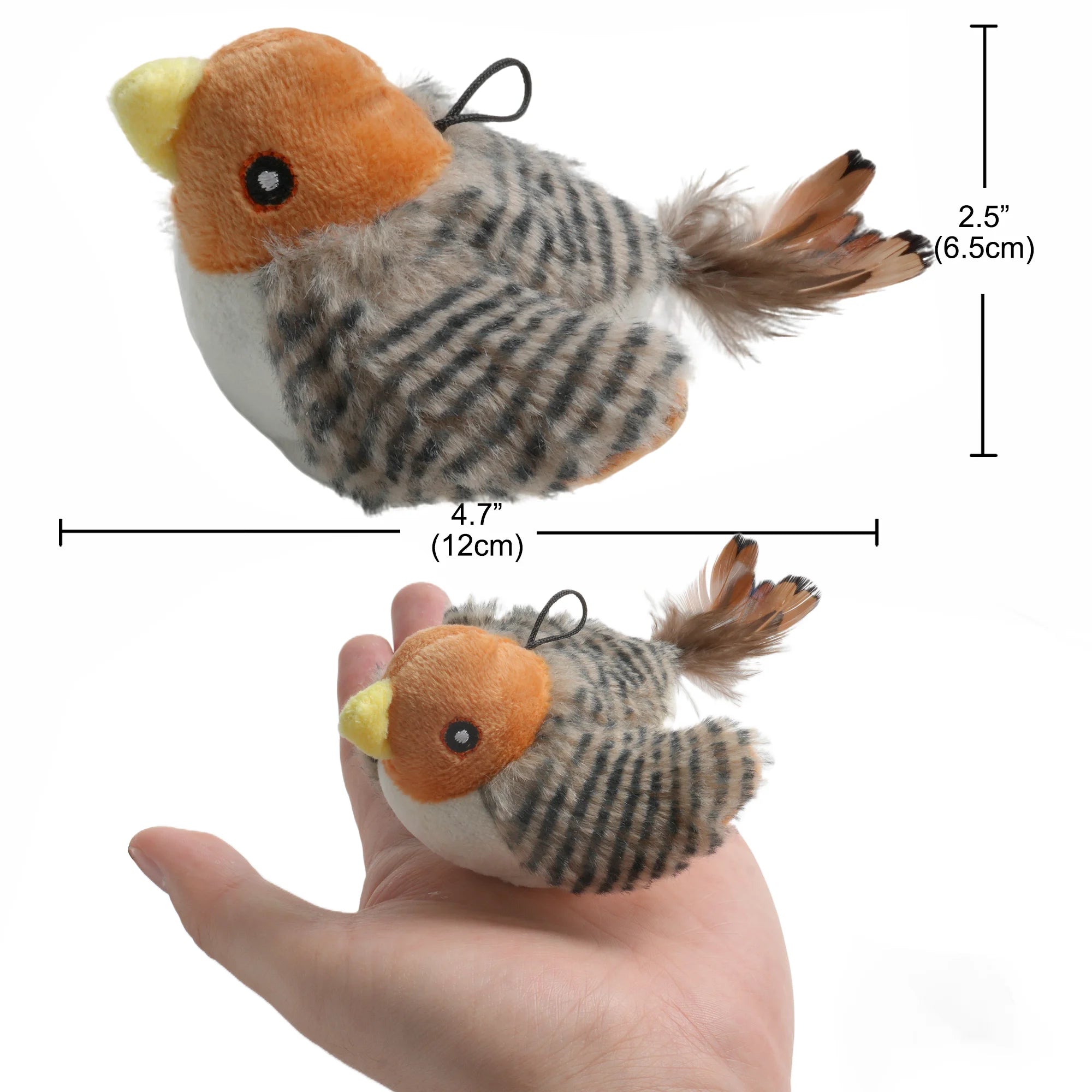 Interactive Electronic Cat Toy, Automatic Chirping Bird Toy Squeaky with Feather Tail, Melody Chaser Toy for Cats to Play Alone, Play and Squeak Kitten Toy for Boredom
